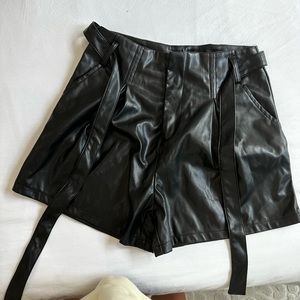 Black leather shorts
